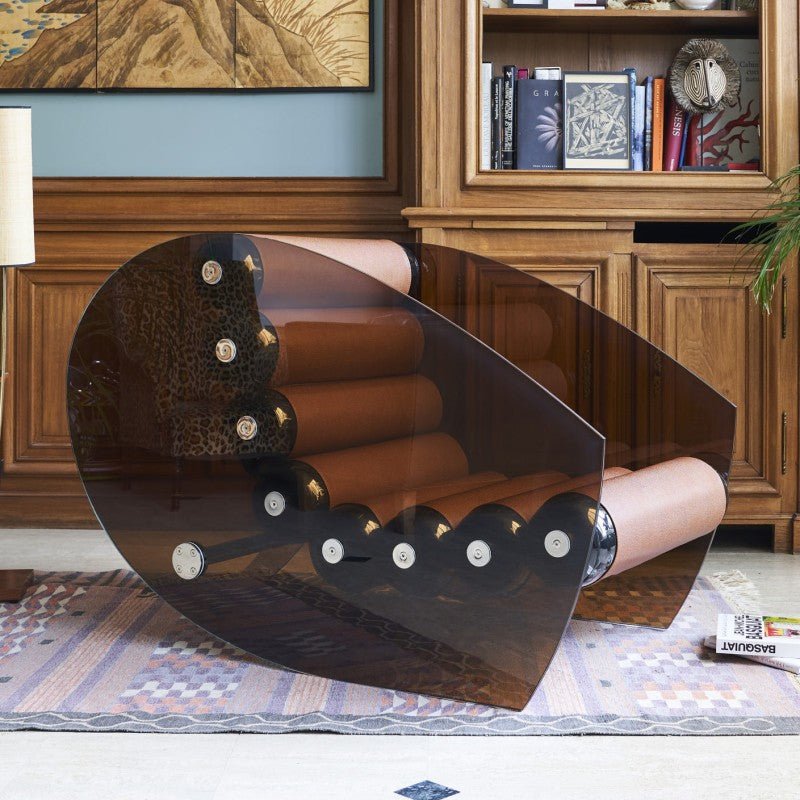 Fauteuil design en verre brun, Assise en TPU noir et Soshagro marron MW05 - KUUMO DESIGN - La Maison MilanaiseMW05AAG208 - 04s6039