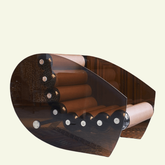 Fauteuil design en verre brun, Assise en TPU noir et Soshagro marron MW05 - KUUMO DESIGN - La Maison MilanaiseMW05AAG208 - 04s6039