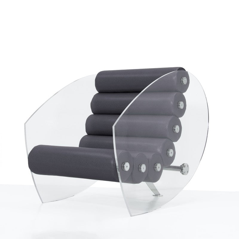 Fauteuil en altuglas et assise cuir végan MW05 - KUUMO DESIGN - La Maison MilanaiseMW05FAUTEUILCUIR - 2Cuir Anthracite