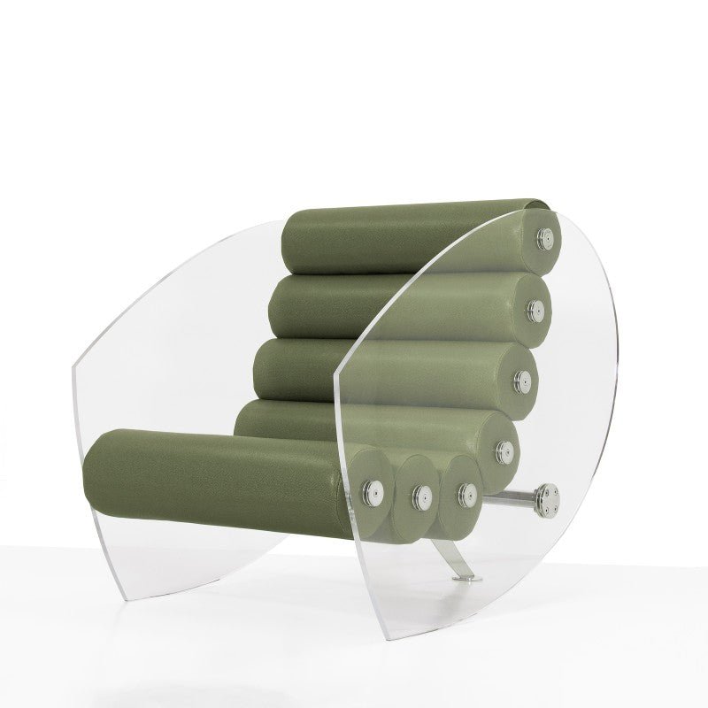 Fauteuil en altuglas et assise cuir végan MW05 - KUUMO DESIGN - La Maison MilanaiseMW05FAUTEUILCUIR - 1Cuir Vert