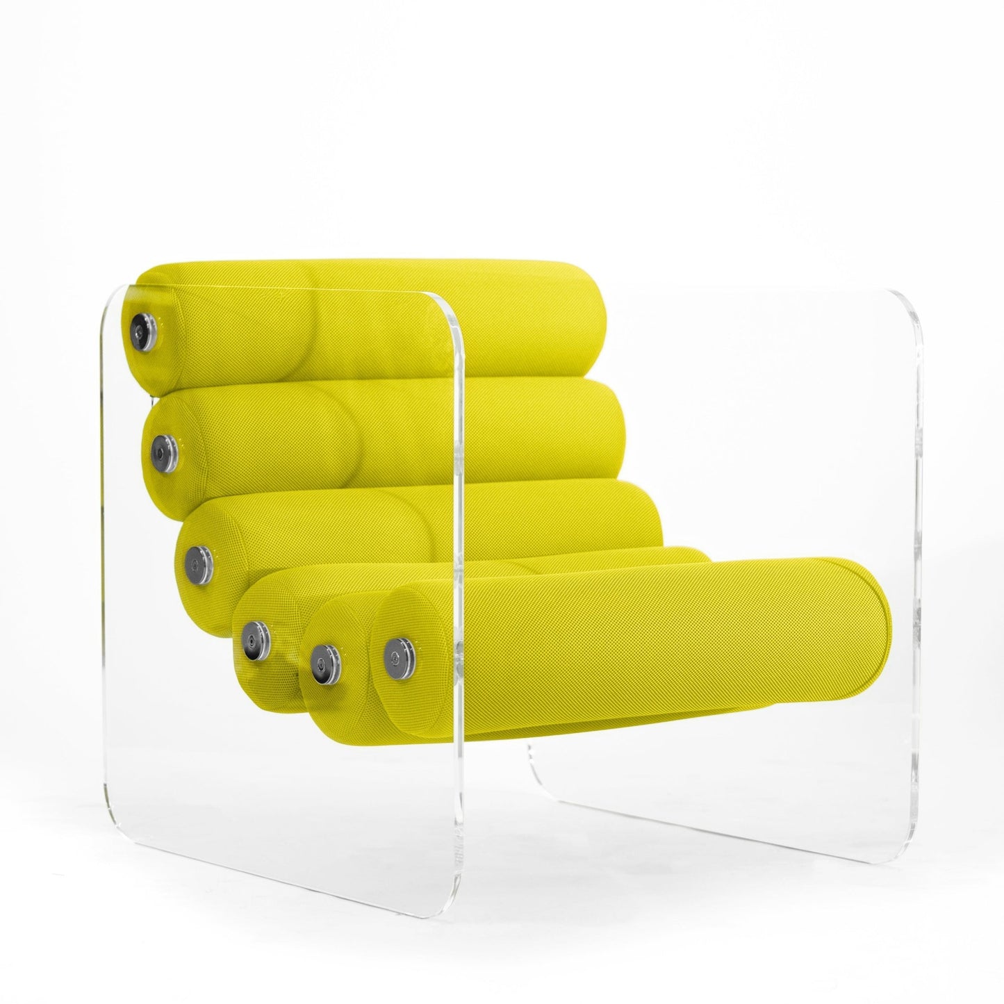 Fauteuil en altuglas et assise runner tissus alvéolaire MW02 - KUUMO DESIGN - La Maison MilanaiseMW02APC - 22JauneTransparent
