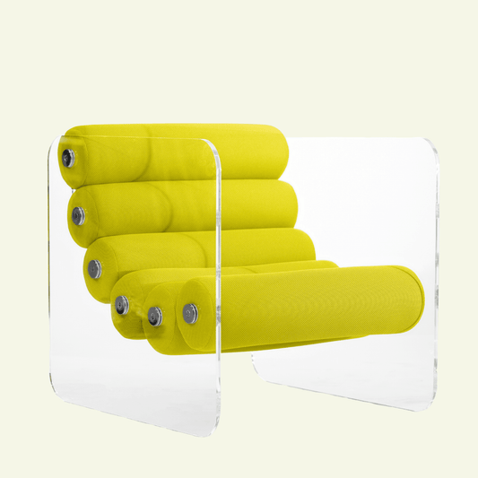 Fauteuil en altuglas et assise runner tissus alvéolaire MW02 - KUUMO DESIGN - La Maison MilanaiseMW02APC - 1TaupeTransparent
