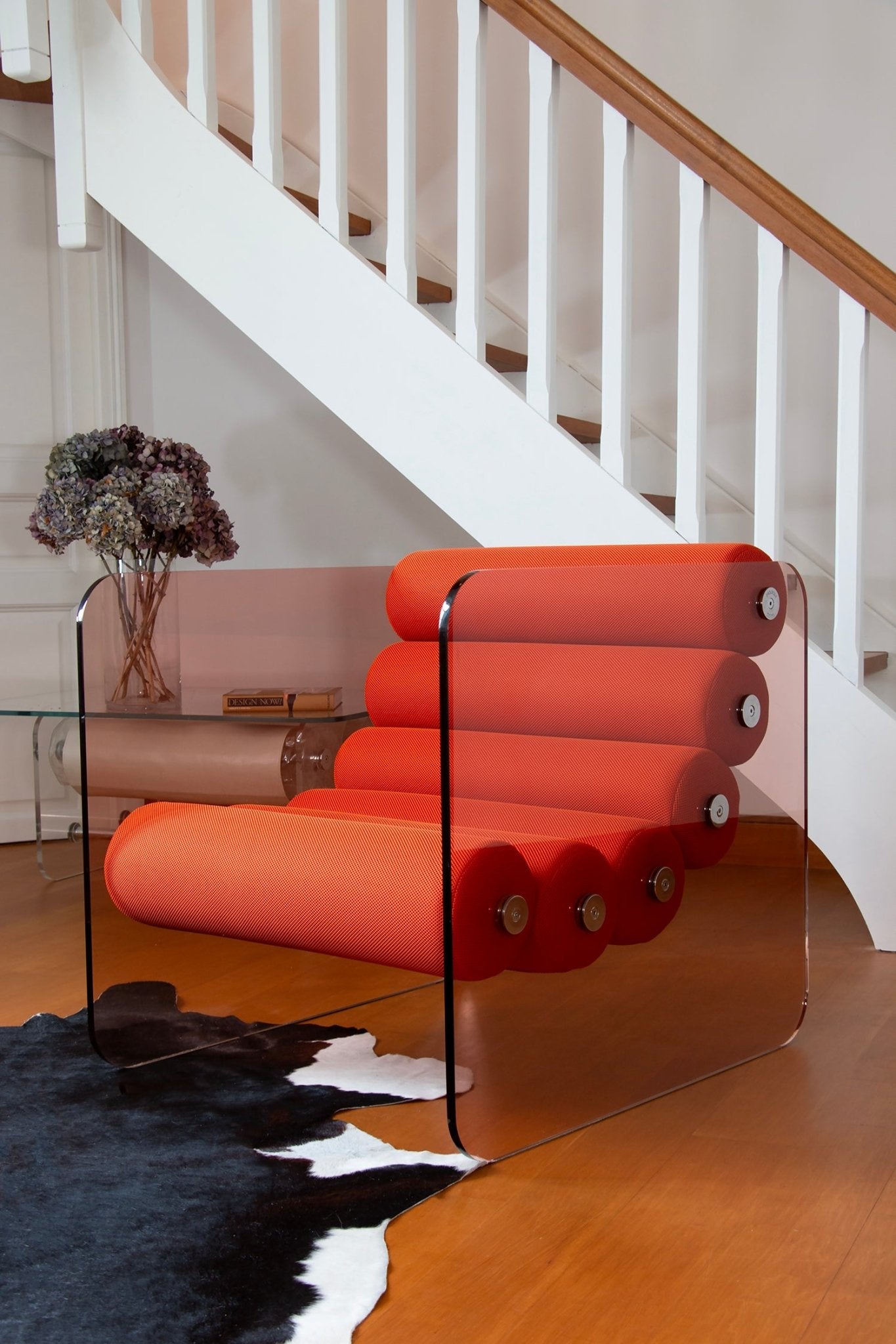 Fauteuil en altuglas et assise runner tissus alvéolaire MW02 - KUUMO DESIGN - La Maison MilanaiseMW02APC - 8OrangeBronze