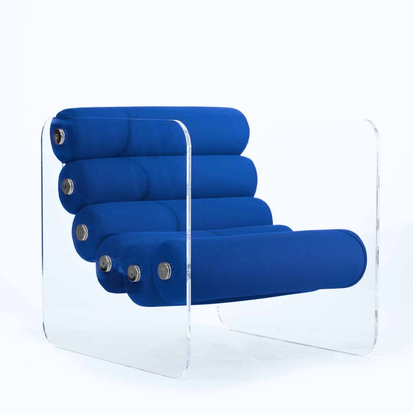 Fauteuil en altuglas et assise runner tissus alvéolaire MW02 - KUUMO DESIGN - La Maison MilanaiseMW02APC - 28BleuTransparent