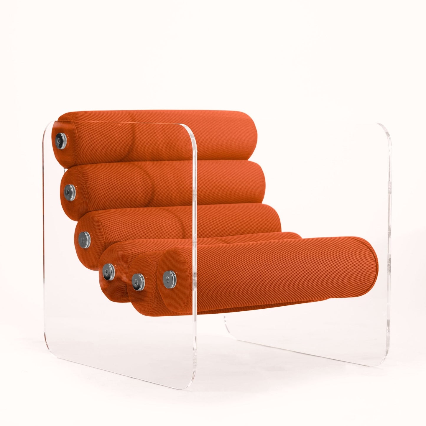 Fauteuil en altuglas et assise runner tissus alvéolaire MW02 - KUUMO DESIGN - La Maison MilanaiseMW02APC - 7OrangeTransparent