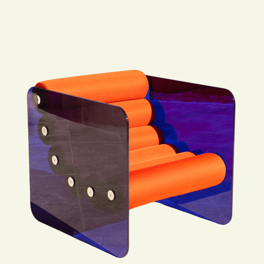 Fauteuil en verre violet et assise runner orange MW02 POP - KUUMO DESIGN - La Maison MilanaiseMW02AG126 - MRO034