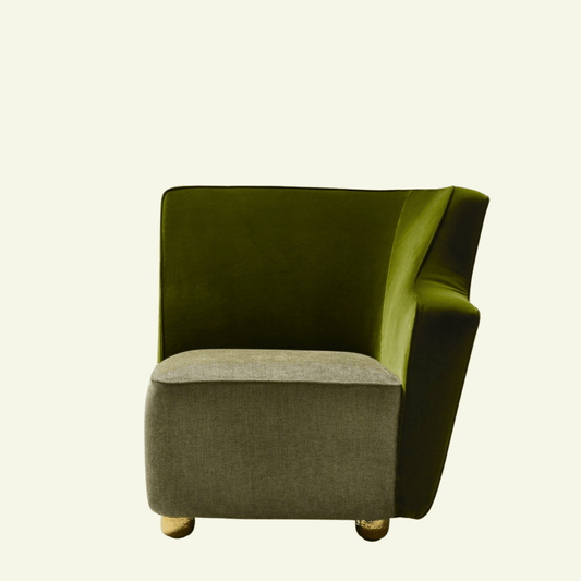 Fauteuil gauche en tissu et velours vert Baia - MARIONI - La Maison Milanaisei0312