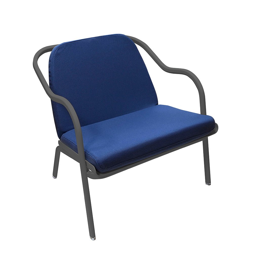 Fauteuil lounge design en aluminium et tissus bleu - ALLURE D'AZUR - La Maison Milanaise582018 - A24AnthraciteDenim Toile