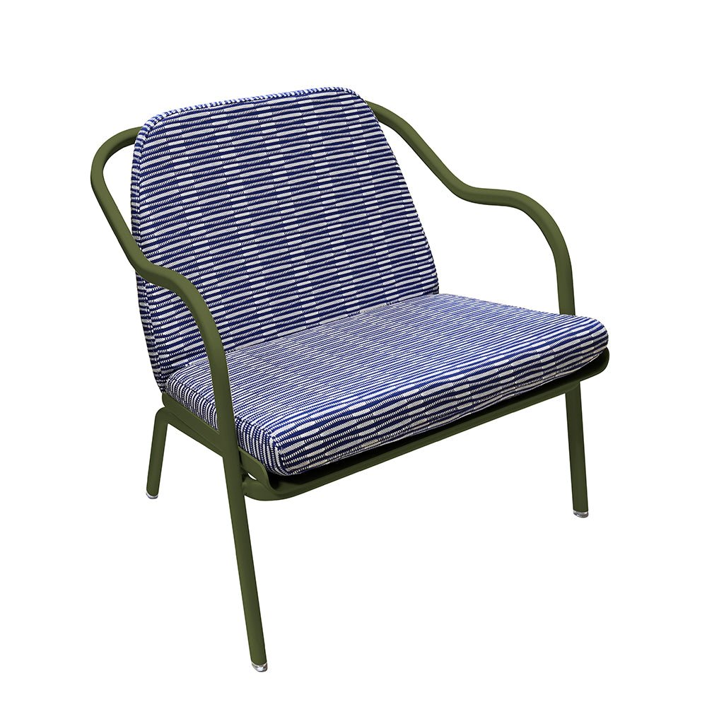 Fauteuil lounge design en aluminium et tissus bleu - ALLURE D'AZUR - La Maison Milanaise582018 - A37KakiMarine