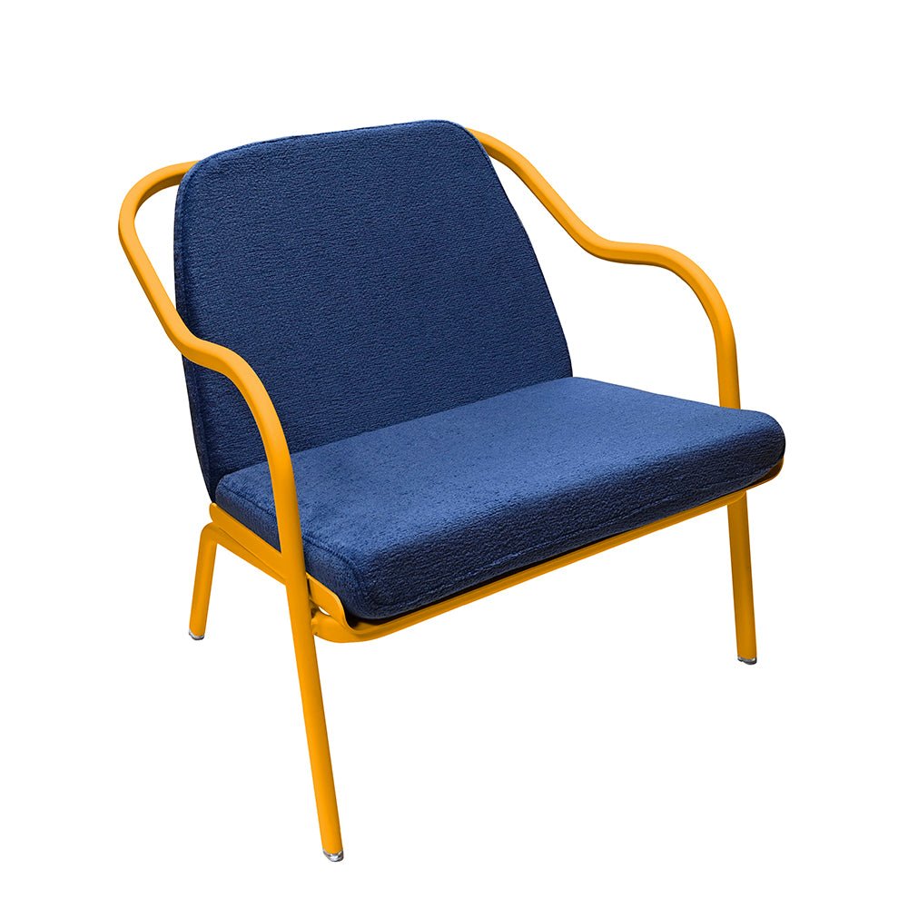 Fauteuil lounge design en aluminium et tissus bleu - ALLURE D'AZUR - La Maison Milanaise582018 - A82MimosaDenim Chenille