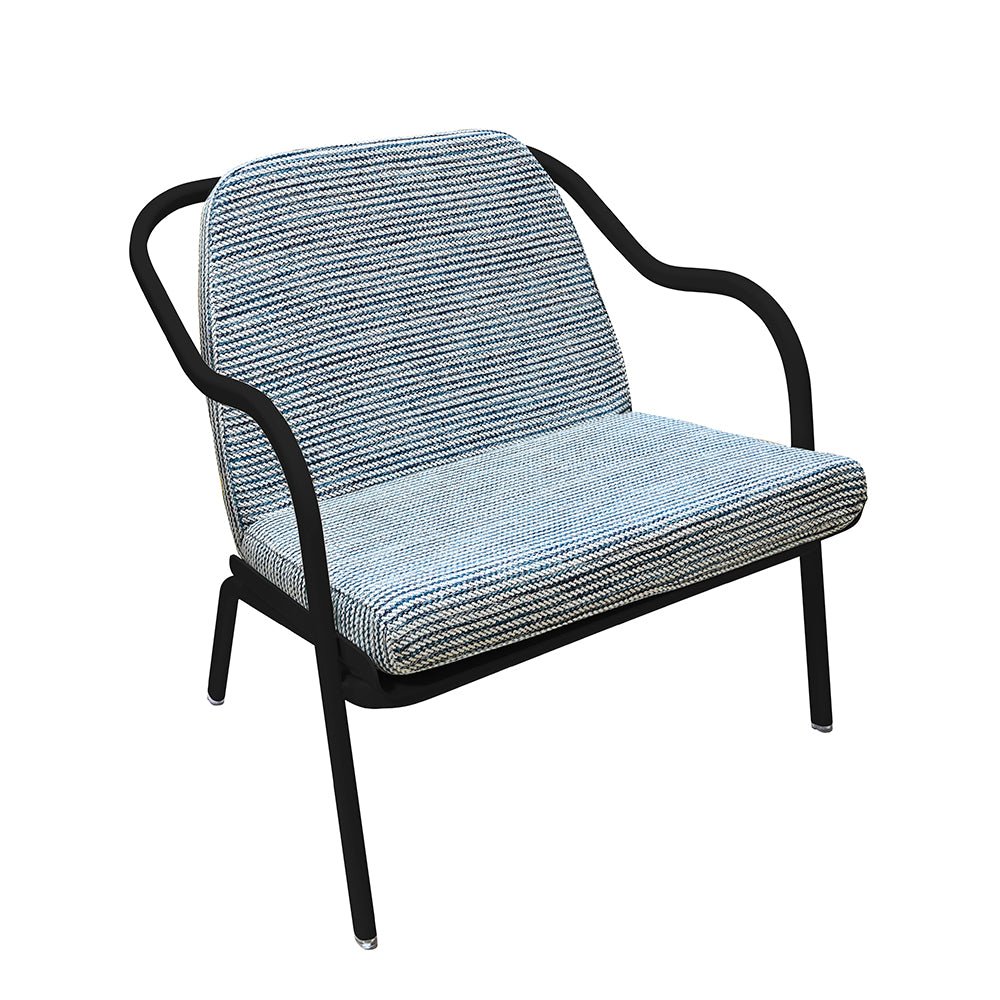 Fauteuil lounge design en aluminium et tissus bleu - ALLURE D'AZUR - La Maison Milanaise582018 - A3CharbonAzur