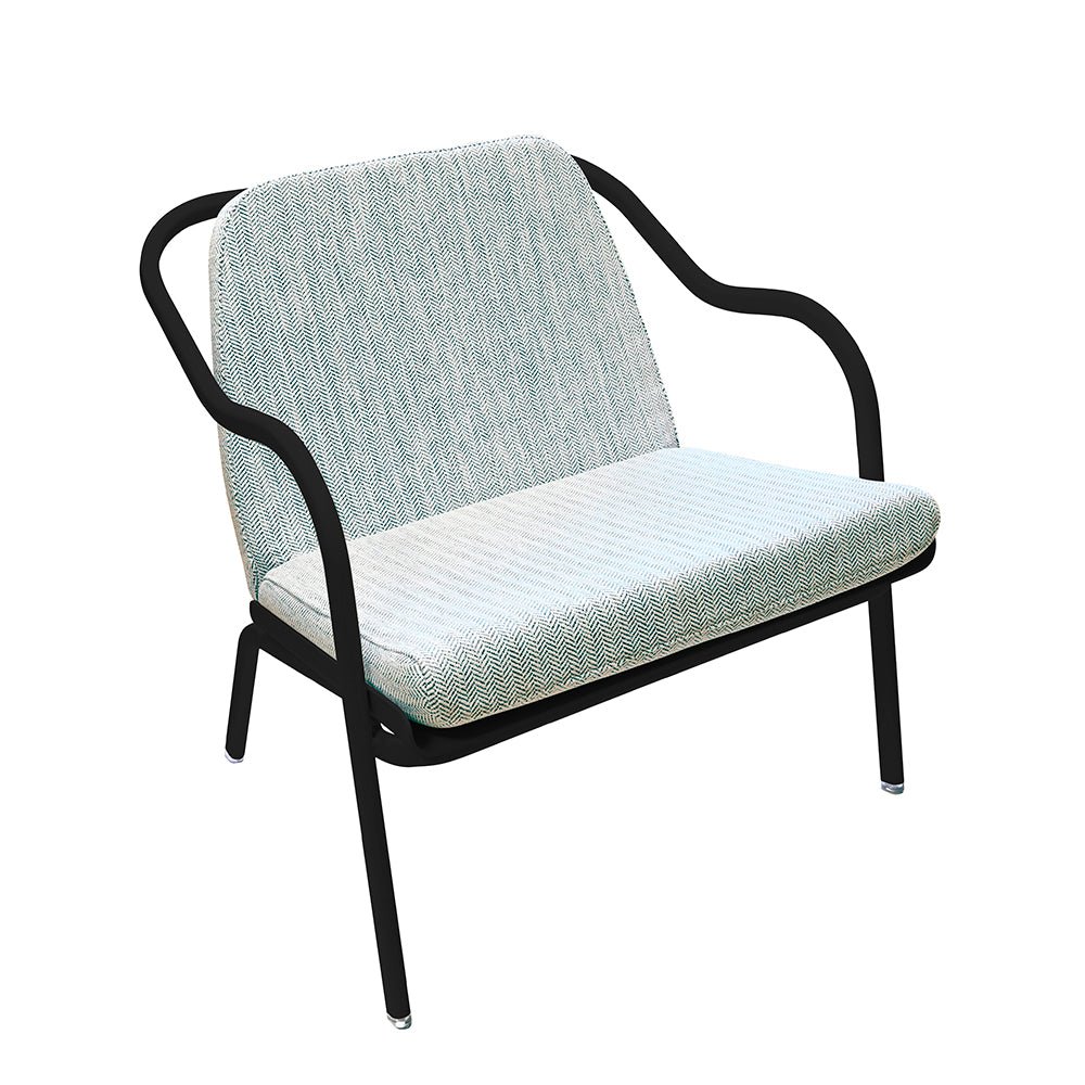 Fauteuil lounge design en aluminium et tissus bleu - ALLURE D'AZUR - La Maison Milanaise582018 - A2CharbonTurquoise