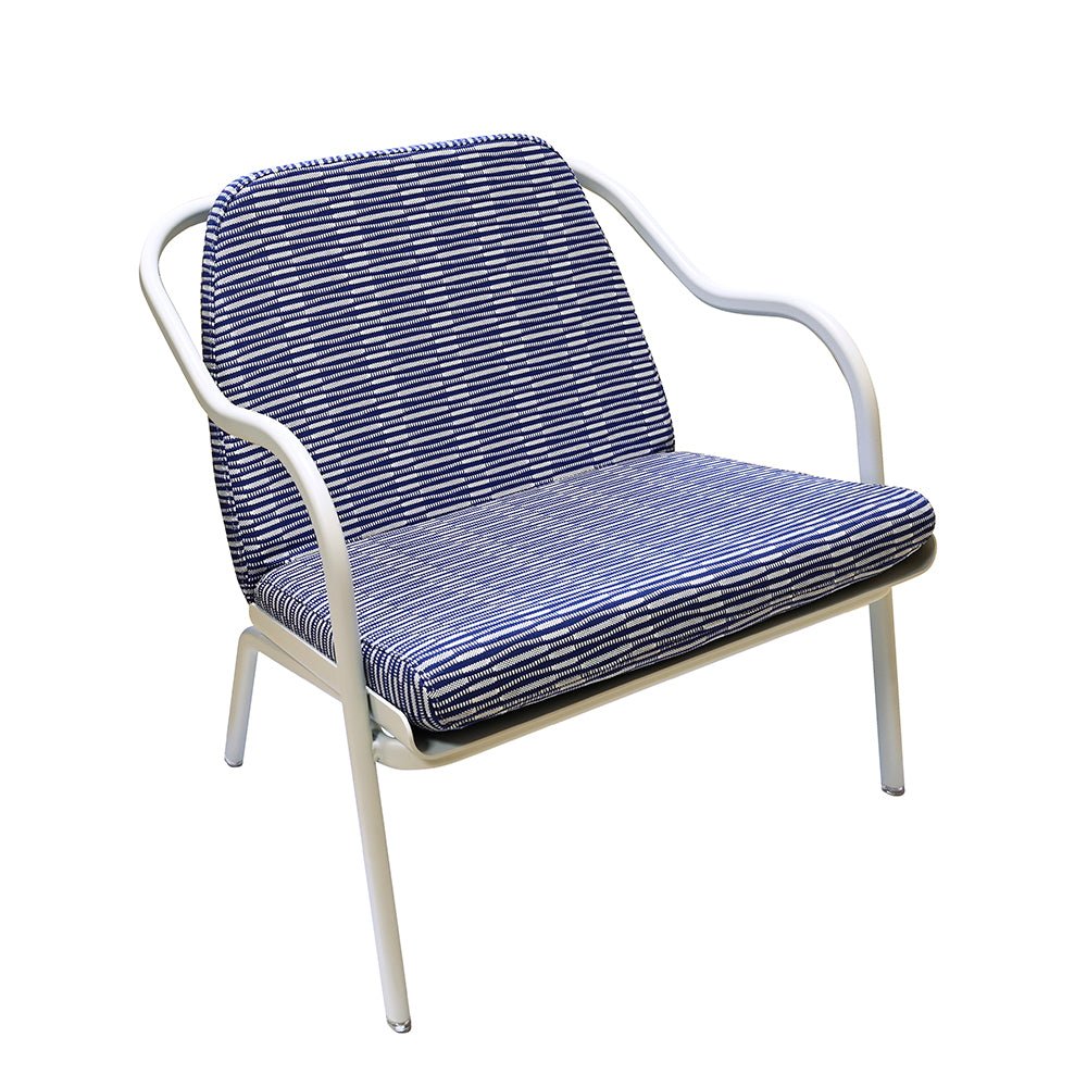 Fauteuil lounge design en aluminium et tissus bleu - ALLURE D'AZUR - La Maison Milanaise582018 - A55EcumeMarine