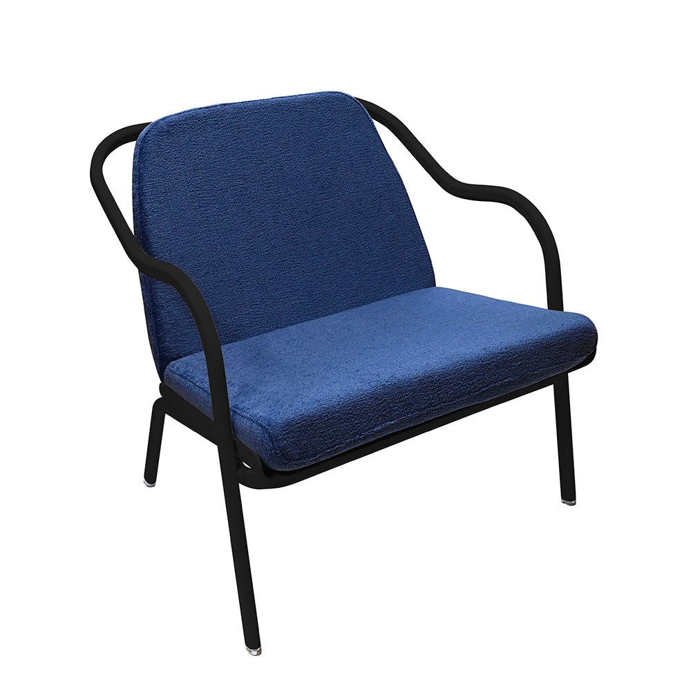 Fauteuil lounge design en aluminium et tissus bleu - ALLURE D'AZUR - La Maison Milanaise582018 - A4CharbonDenim Chenille
