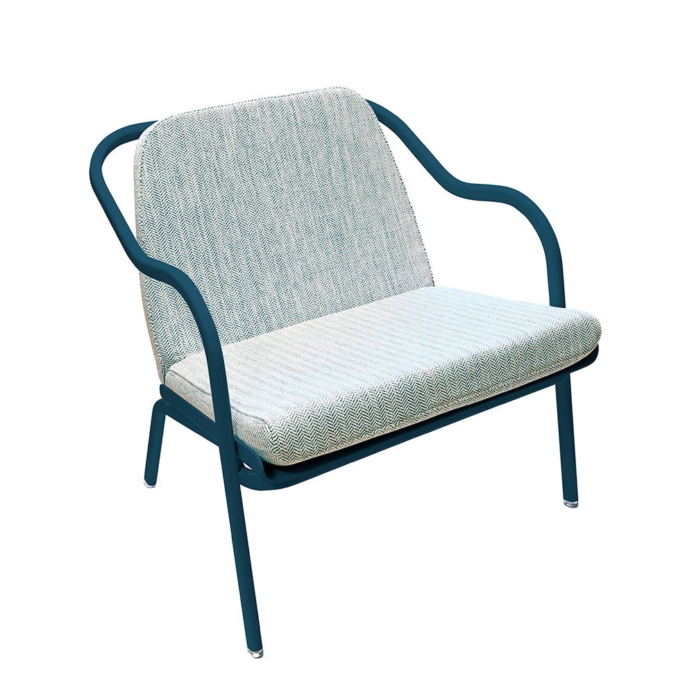 Fauteuil lounge design en aluminium et tissus bleu - ALLURE D'AZUR - La Maison Milanaise582018 - A14Bleu pétroleTurquoise