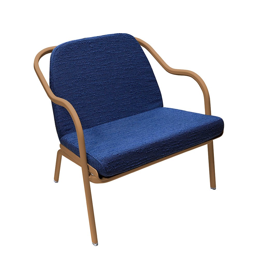 Fauteuil lounge design en aluminium et tissus bleu - ALLURE D'AZUR - La Maison Milanaise582018 - A29AmphoreDenim Bouclé