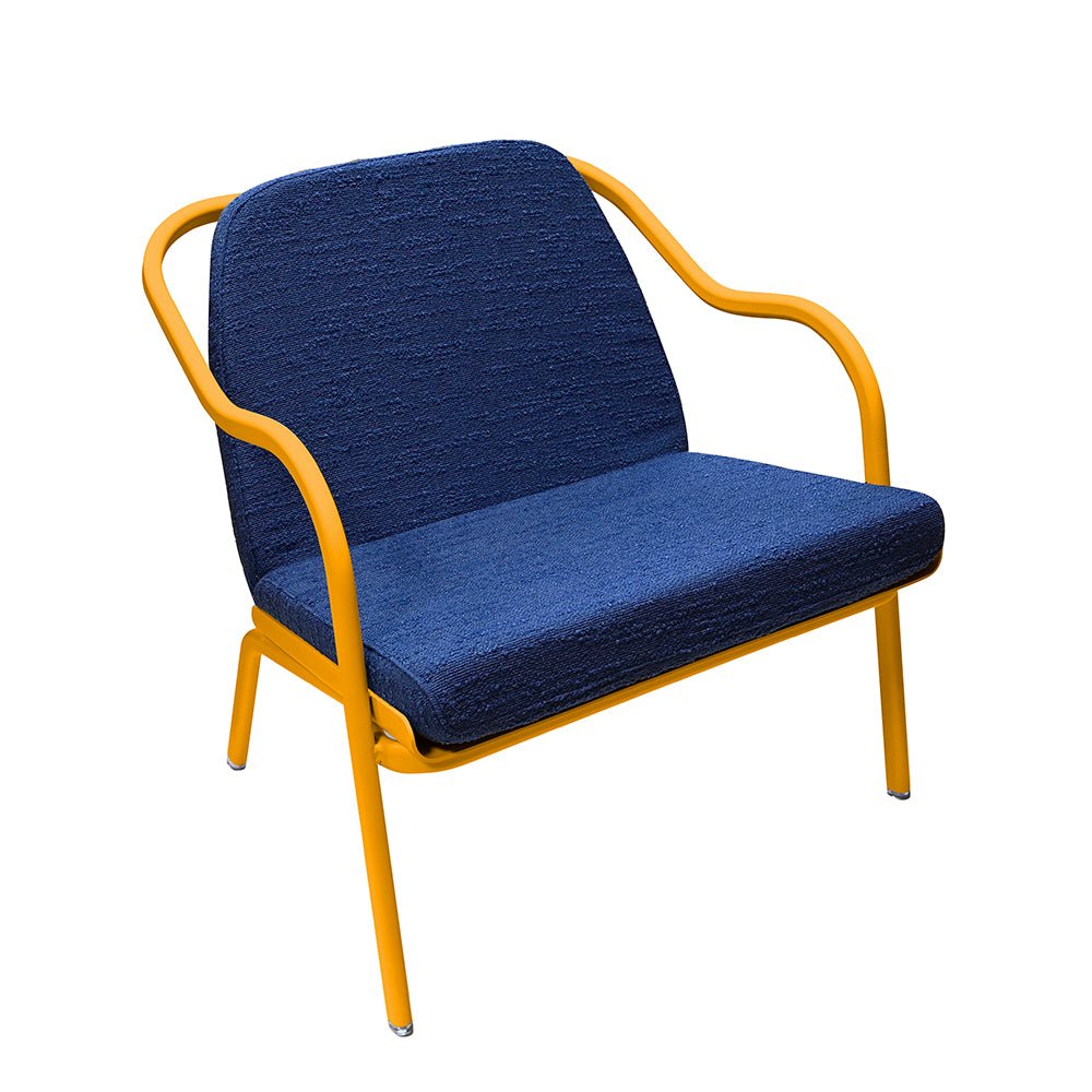 Fauteuil lounge design en aluminium et tissus bleu - ALLURE D'AZUR - La Maison Milanaise582018 - A83MimosaDenim Bouclé