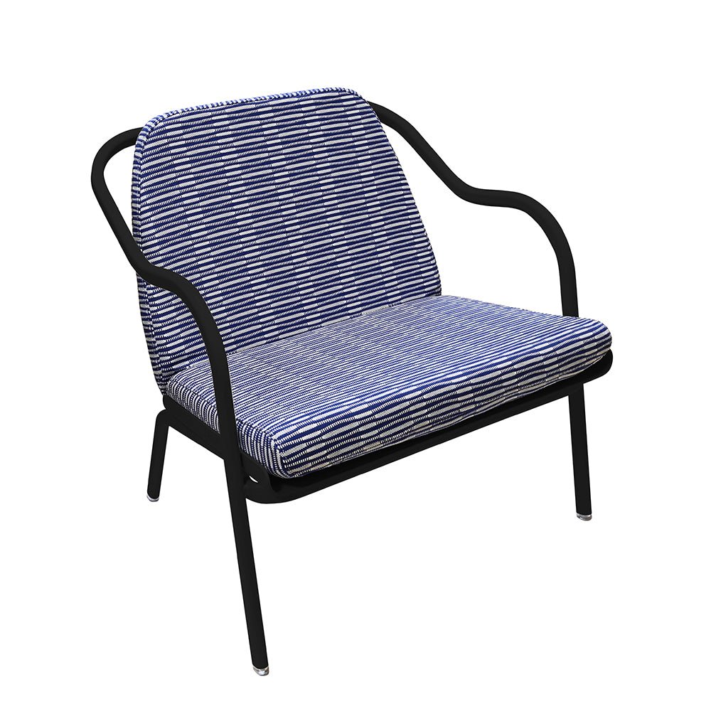 Fauteuil lounge design en aluminium et tissus bleu - ALLURE D'AZUR - La Maison Milanaise582018 - A1CharbonMarine