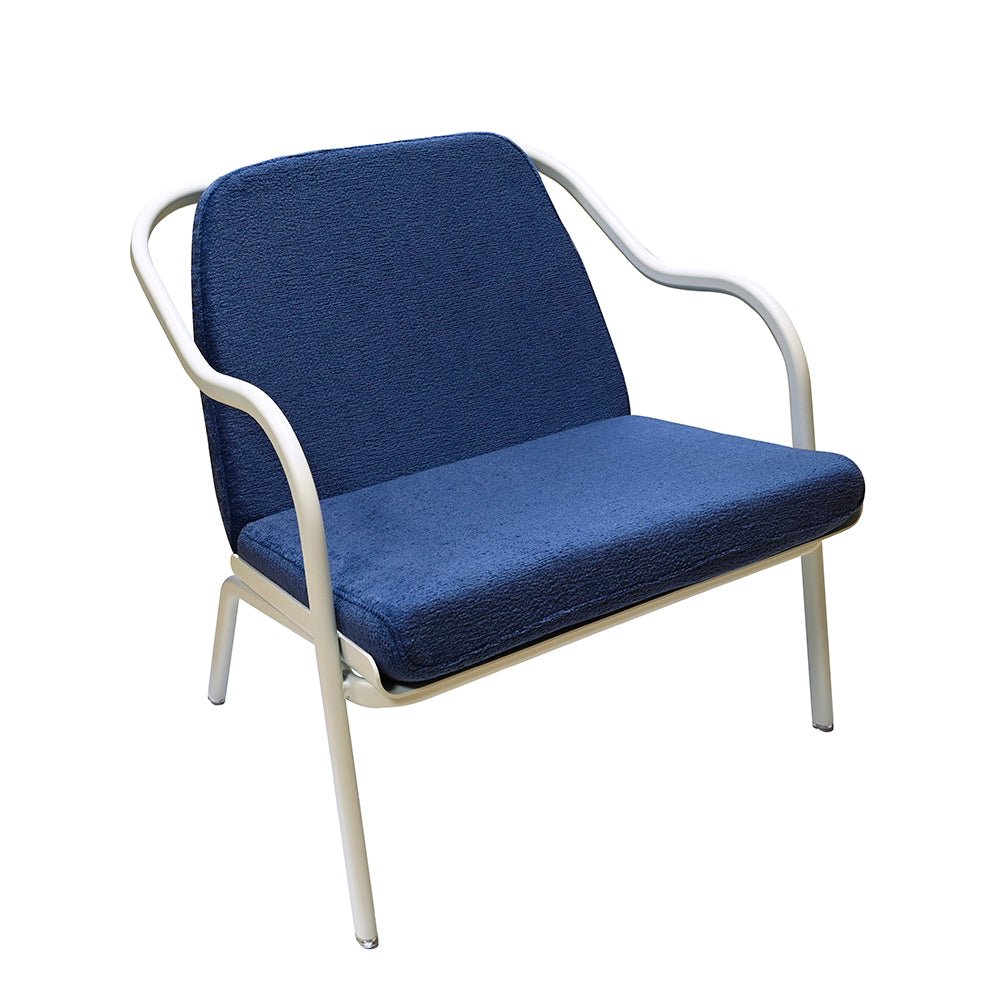 Fauteuil lounge design en aluminium et tissus bleu - ALLURE D'AZUR - La Maison Milanaise582018 - A58EcumeDenim Chenille
