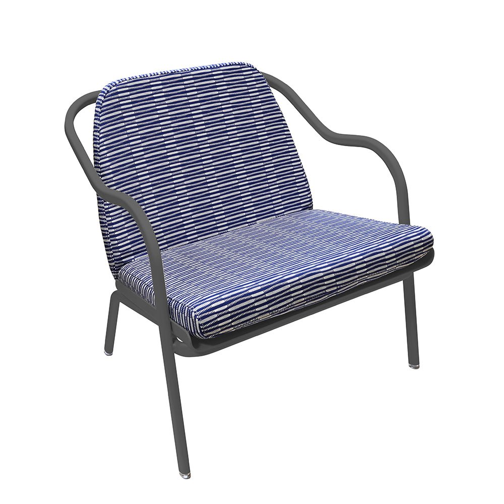 Fauteuil lounge design en aluminium et tissus bleu - ALLURE D'AZUR - La Maison Milanaise582018 - A19AnthraciteMarine