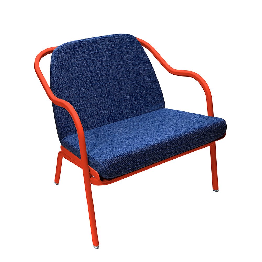 Fauteuil lounge design en aluminium et tissus bleu - ALLURE D'AZUR - La Maison Milanaise582018 - A53Etoile de merDenim Bouclé
