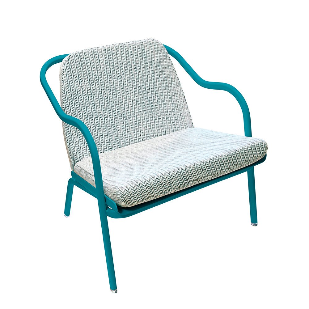 Fauteuil lounge design en aluminium et tissus bleu - ALLURE D'AZUR - La Maison Milanaise582018 - A86LaguneTurquoise