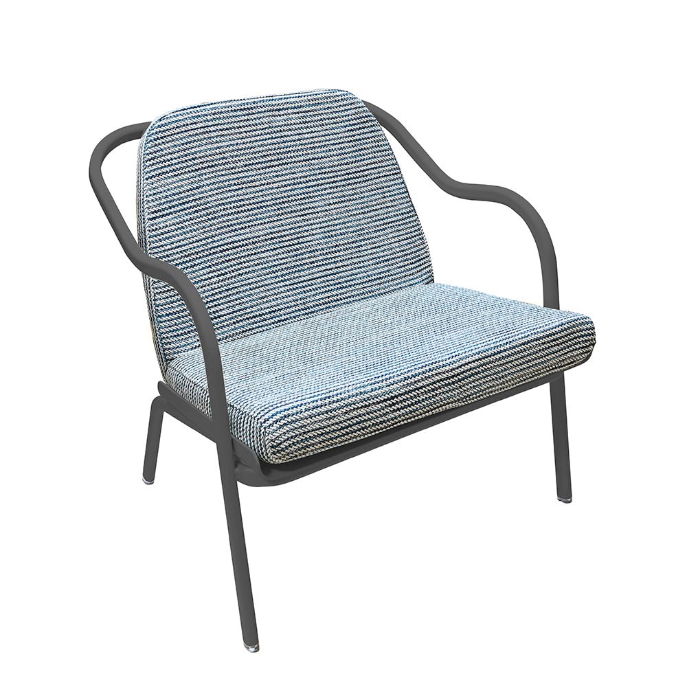 Fauteuil lounge design en aluminium et tissus bleu - ALLURE D'AZUR - La Maison Milanaise582018 - A21AnthraciteAzur