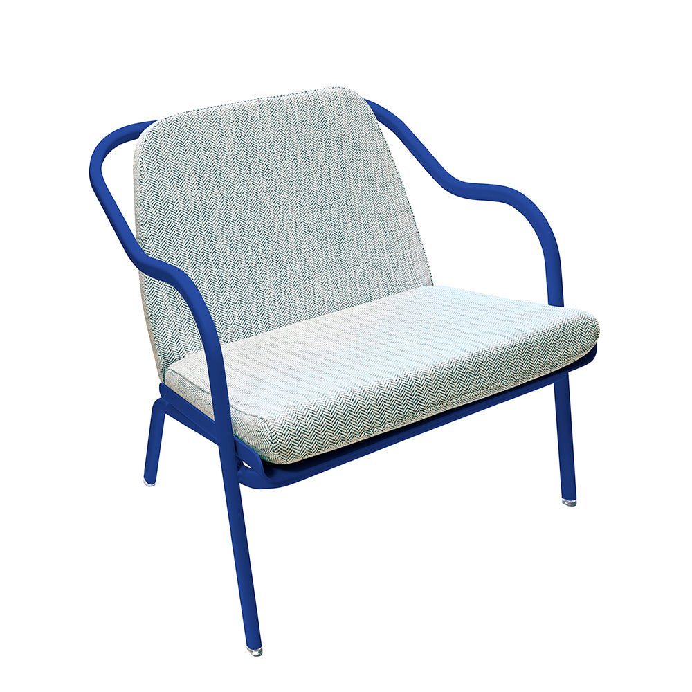 Fauteuil lounge design en aluminium et tissus bleu - ALLURE D'AZUR - La Maison Milanaise582018 - A32AbysseTurquoise