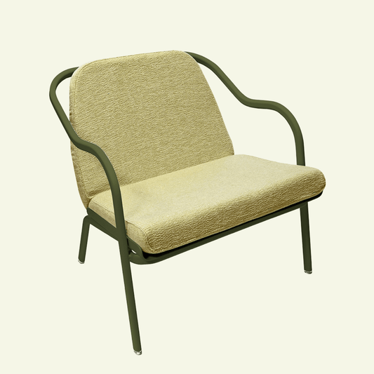 Fauteuil lounge design en aluminium et tissus vert - ALLURE D'AZUR - La Maison MilanaiseCharbonVeronese