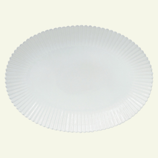 Grand plat ovale en grès fin blanc bord perlé Pearl - COSTA NOVA - La Maison MilanaisePEA501