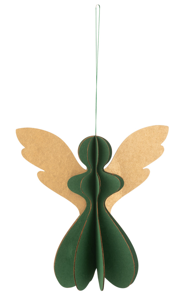 Suspension Ange Papier Vert Foncé/Cuivre Grand