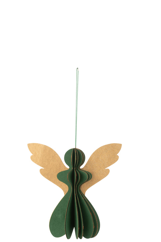 Suspension Ange Papier Vert Foncé/Cuivre Petit