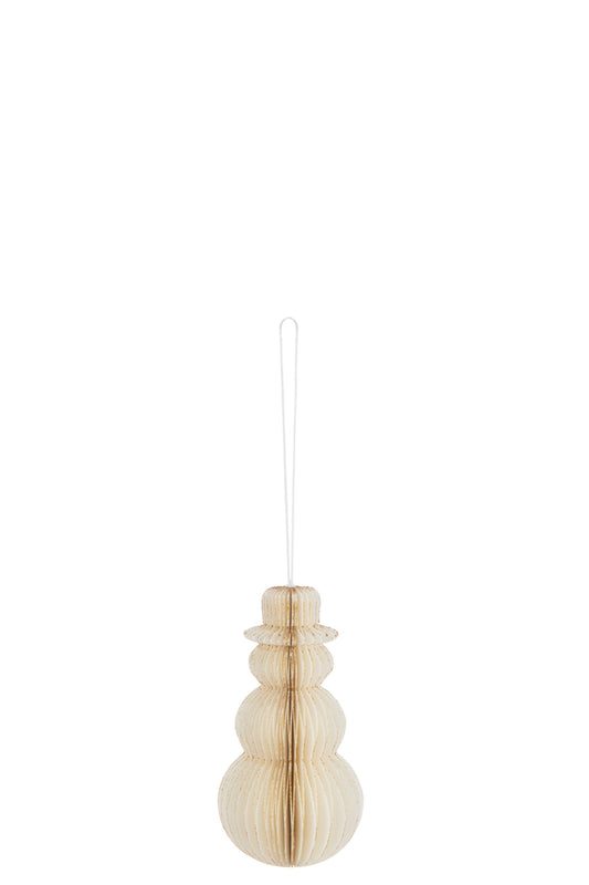 Suspension Bonhomme de neige Papier Crème Blanc Grand