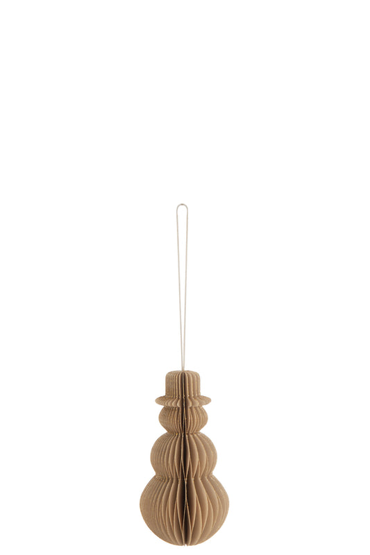 Suspension Bonhomme de neige Papier Beige Grand