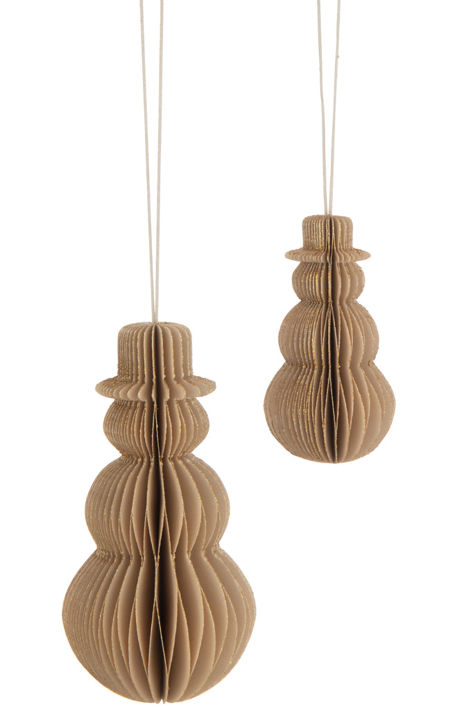 Suspension Bonhomme de neige Papier Beige Grand