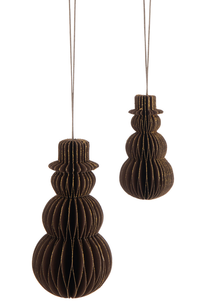 Suspension Bonhomme de neige Papier Marron Grand