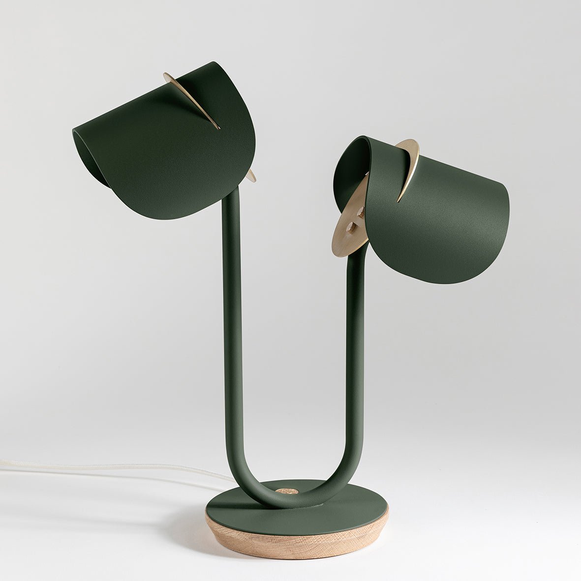 Lampe à poser Artisanat français & matériaux recyclés Pistil - JURIE & JARRE - La Maison MilanaisePILA08CLBLVert ImpérialChêne clair recycléBlanc