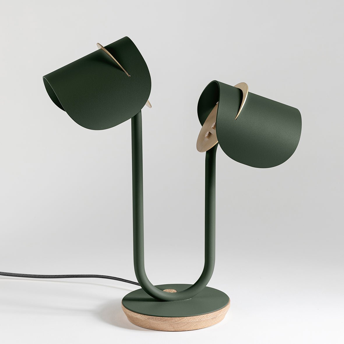 Lampe à poser Artisanat français & matériaux recyclés Pistil - JURIE & JARRE - La Maison MilanaisePILA08CLNOVert ImpérialChêne clair recycléNoir