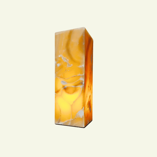Lampe à poser colonne en onyx Divinia - MANIFESTE - La Maison MilanaiseLAMPEAPOSERONYX - 1Onyx Orange