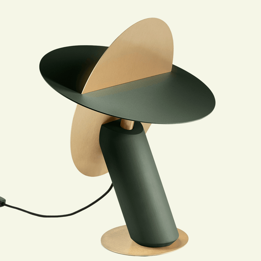 Lampe à poser design durable en hêtre & laiton Céleste - JURIE & JARRE - La Maison MilanaiseCELA01NOBeige LinNoir