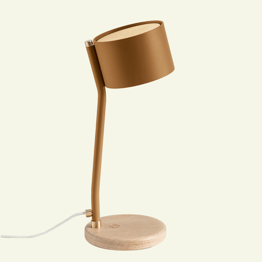 Lampe à poser design recyclé et artisanat français Canopée - JURIE & JARRE - La Maison MilanaiseCALA06FONOBlanc AlbâtreChêne foncé recycléNoir
