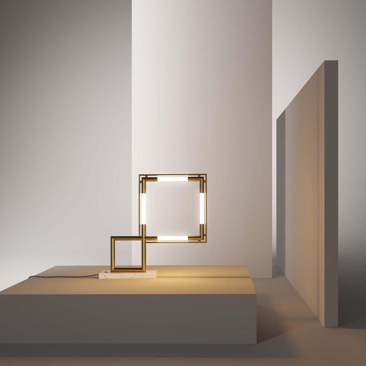 Lampe à poser Quadro – Laiton & Marbre - LUMEN CENTER - La Maison MilanaiseQUADL154B7Or 24 carats