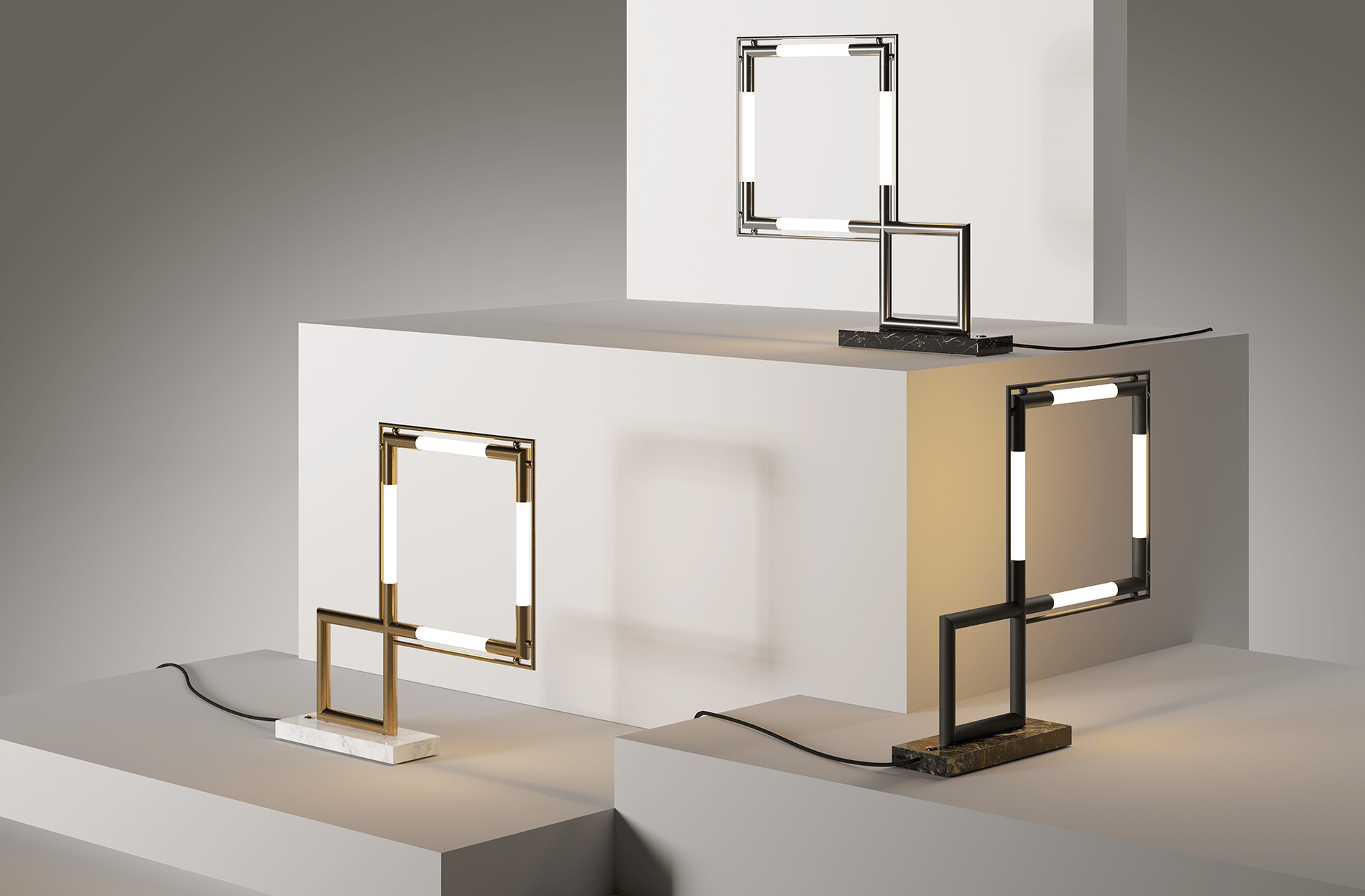 Lampe à poser Quadro – Laiton & Marbre - LUMEN CENTER - La Maison MilanaiseQUADL154B7Or 24 carats