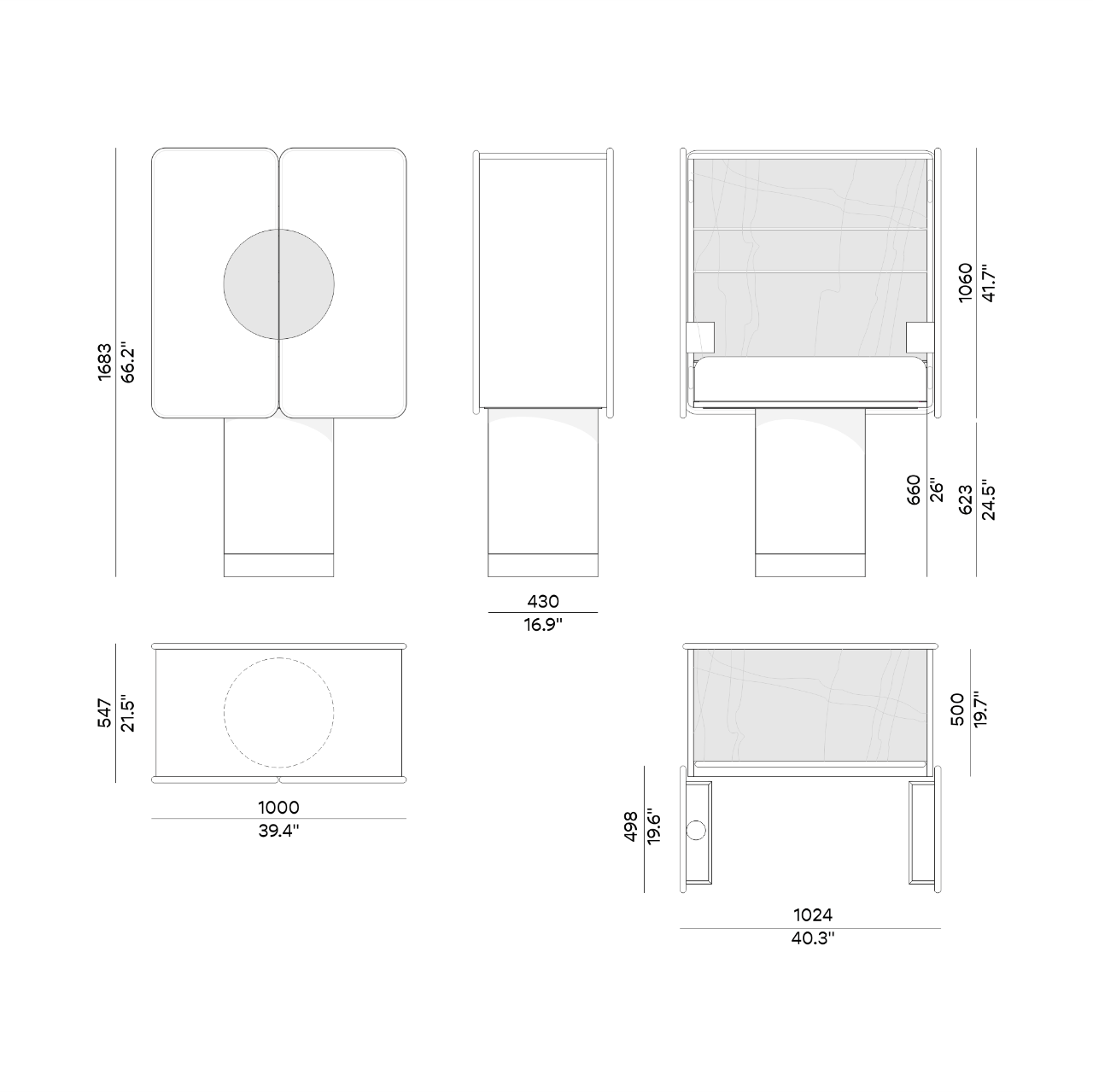 Meuble bar REGIS Bleu électrique – insert céramique Sahara Noir - ULTRA MOBILI - La Maison MilanaiseBRG