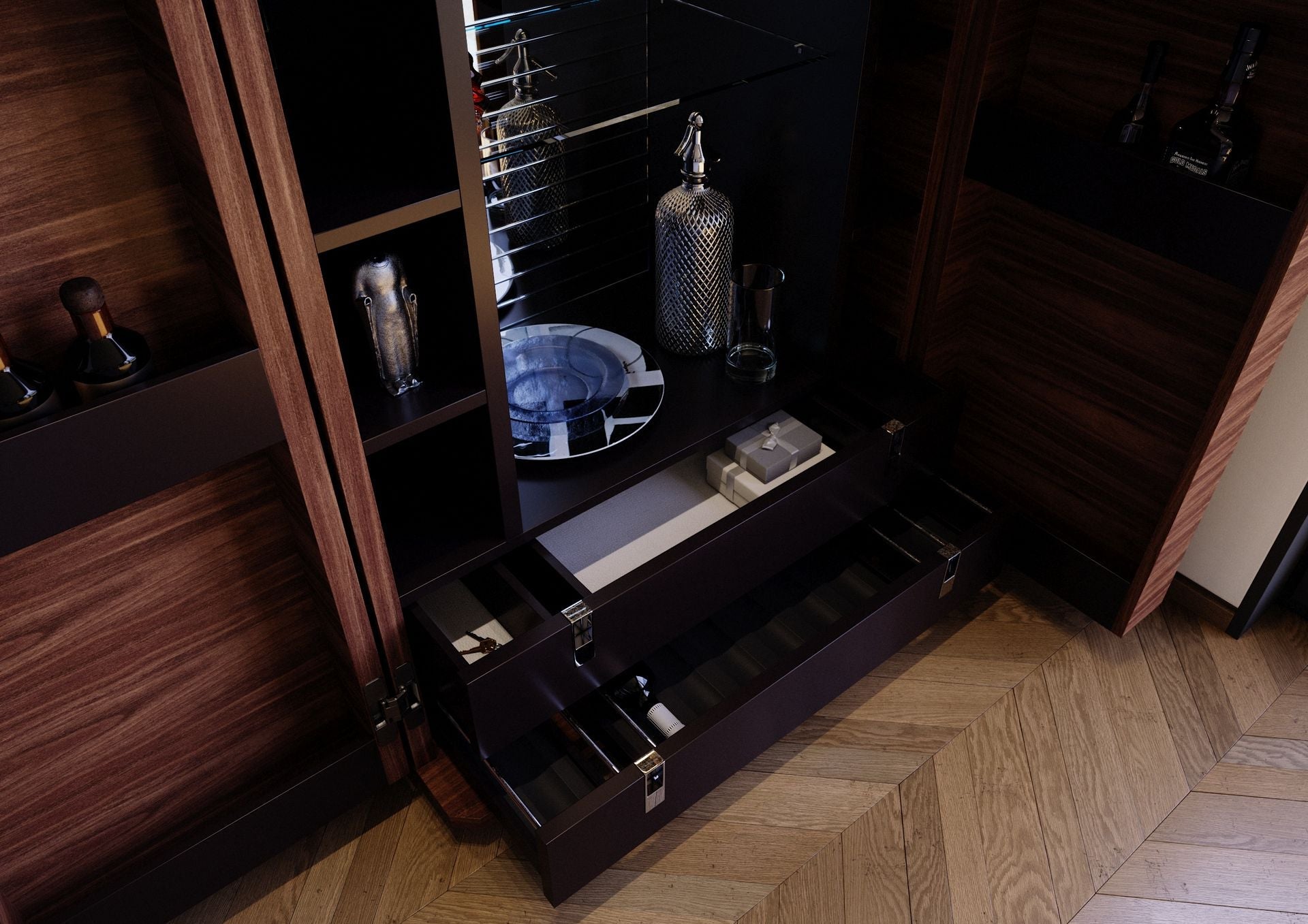 Meuble bar XXL en noyer canaletto – TEOMONDO - ULTRA MOBILI - La Maison MilanaiseBTMNOYER