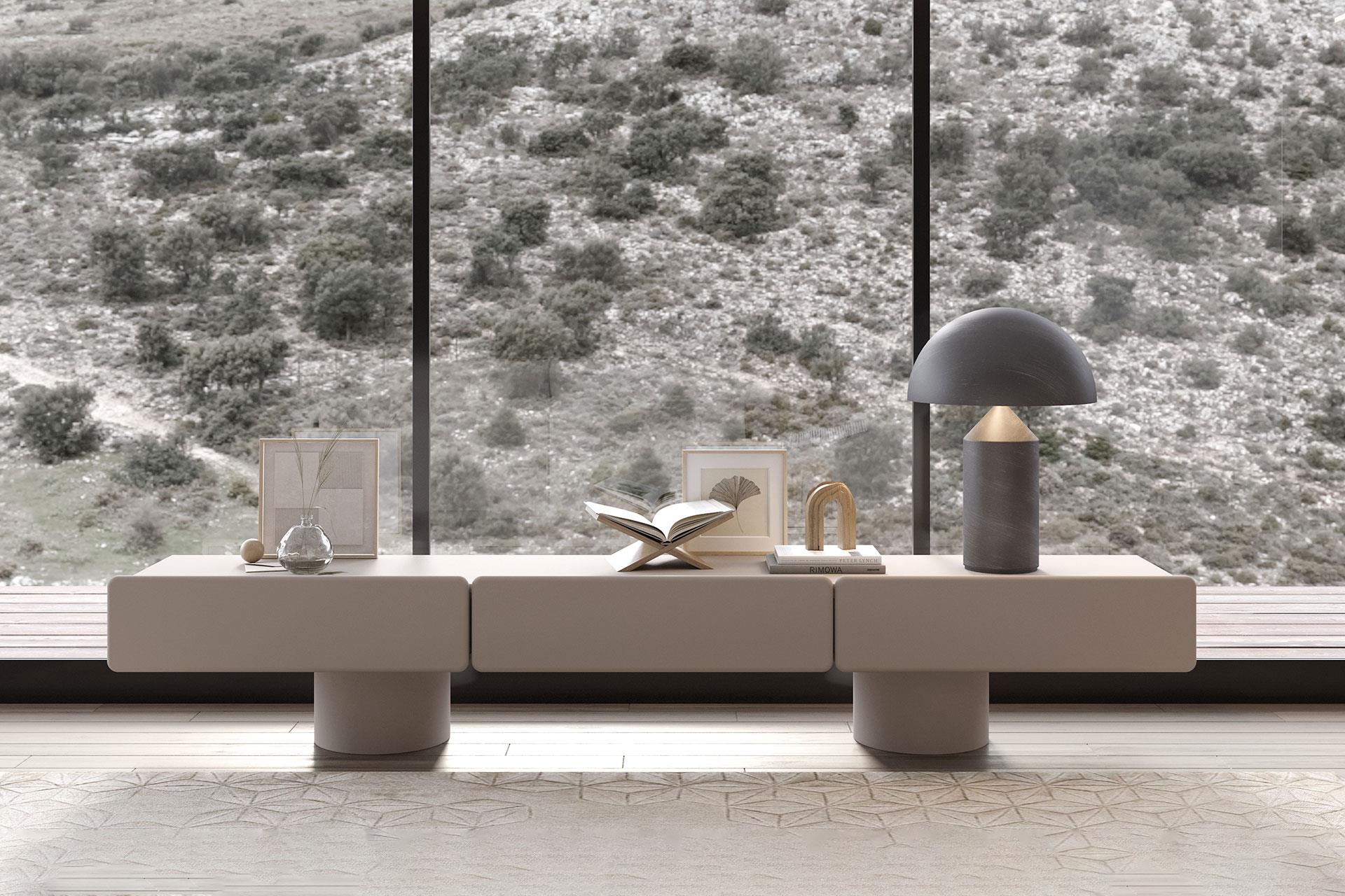 Meuble MARTE 3 – Rangement design italien aux lignes sculpturales - ULTRA MOBILI - La Maison MilanaiseSMR3.L0L0 Laqué mat
