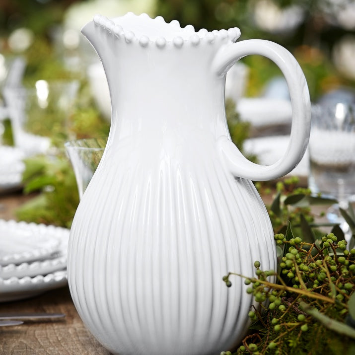 Carafe en grès fin blanc bord perlé Pearl - COSTA NOVA