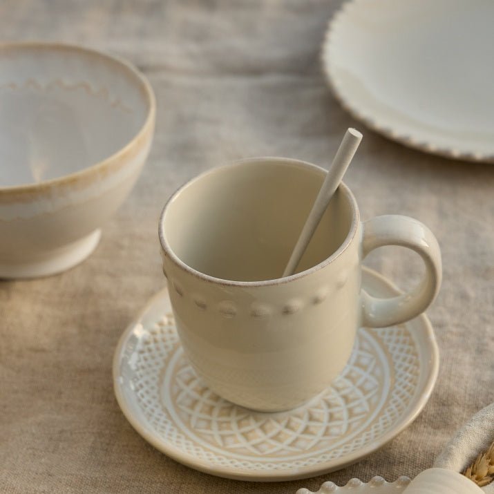 Mugs en grès fin bord perlé Pearl, lot de 6 - COSTA NOVA - La Maison MilanaisePEC131Blanc