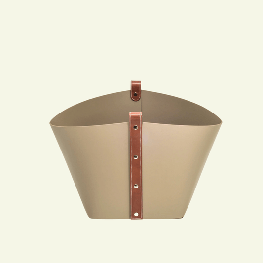 Panier Ovo en cuir recyclé - PINETTI - La Maison MilanaiseTaupe40cmx40cmxH29cm