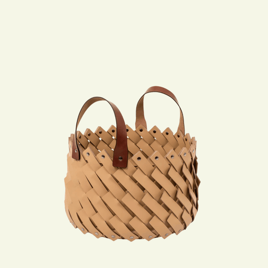 Panier petit en cuir avec anses Almeria - PINETTI - La Maison MilanaiseANNOISETTEPETNoisette